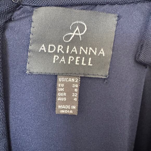 Adrianna Papell Navy Sequin Beaded Spaghetti Strap Mini Dress Size 2 - Picture 7 of 13